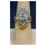 Marquise cluster style sterling silver ring