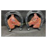 Pair of vintage plaster of Paris horse theme wall