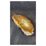 Sliced and jewel polished agate pipe stand/