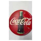 1990 Coca-Cola 12" red button metal sign