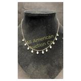 Sterling silver and pearl necklace, 15.5"