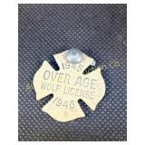 1945-1946 ï¿½Over Age Wolf Licenseï¿½ pin