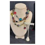 Abstract You & I glass bead necklace & earrings