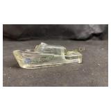 Vintage speed boat glass candy container