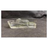 Vintage glass speedboat candy container