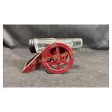 Vintage glass & metal cannon candy container