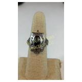 Sterling silver ring with onyx inset, size 7.25