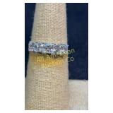 Five stone East-West sterling silver ring, size 7