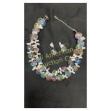 Glittering iridescent crystal necklace and earring