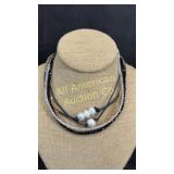 Three sparkling mini crystal and 2 rope & pearl