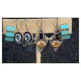 Three pair of sterling earrings