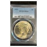 1923 Peace silver dollar PCGS graded MS 61