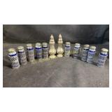 Six pairs of shakers, 5 cobalt blue/silver plate