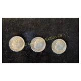 Three 1963 D uncirculated dimes
