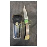 Buck 110 lock blade knife with sheath, 9', 3.5'