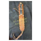 Multi banded knife in leather sheath, unknown