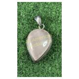 Rose quartz in sterling silver pendant