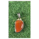 Carnelian in sterling silver pendant
