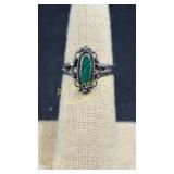Sterling Native American ring w/malachite stone