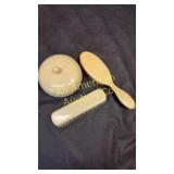 Three pieces Ivory Finish celluloid vanity items