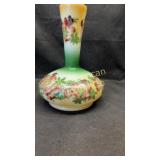 Hand painted milk glass vase, 9' tall