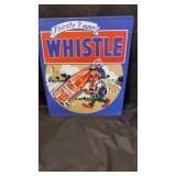 Metal 'Thirsty? Just Whistle' soda pop sign, 20' x