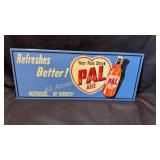 Metal 'Refreshes Better!' Pal Ade soda pop sign