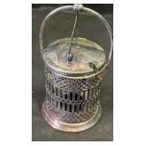 1920's silver plated art deco condiment jar holder