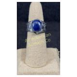 Sterling ring marked 'Karis SS' with Lapis Lazluli