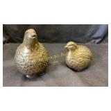 Pair of heavy brass 'pheasant' figures, 5' x 4' &