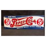 Porcelain 'Drink Pepsi Cola' sign, 18' x 6'