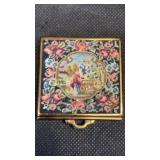 Vintage Petit Point powder compact, made in U.S.A.