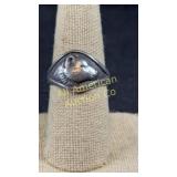 Sterling Grizzly Bear ring, size 8.5, unknown makr