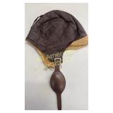 WW II flight crew leather helmet with wool lining