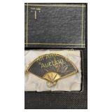 Vintage Pink Lady 'fan' compact in original box