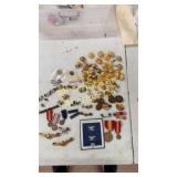Huge lot of mostly Navy buttons, medals, bars, etc