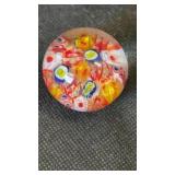 Vintage Millefioro art glass paperweight, 1.75'