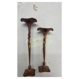 Two hammered &  twisted copper bud vases