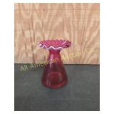 VINTAGE FENTON HAND BLOWN CRANBERRY GLASS VASE