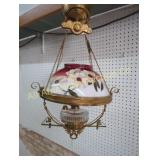 ANTIQUE VICTORIAN HANGING OIL LAMP