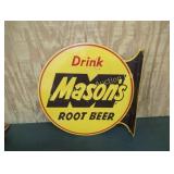 VINTAGE DRINK MASONS ROOT BEER FLANGE SIGN