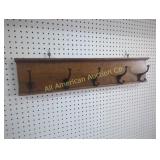VINTAGE OAK COAT / HAT RACK 5 HOOKS