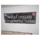 ANTIQUE PORCELAIN SWIFT & CO. CREAM BUYING SIGN
