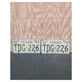 PAIR OF VINTAGE 1973 TEXAS LISENCE PLATES