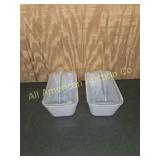 VINTAGE WHITE MILK-GLASS COVERED LOAF PANS