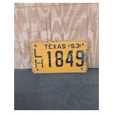 VINTAGE 1953 TEXAS LISENCE PLATE