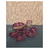 ANTIQUE EARLY AMERICAN GLASS PATTERN BERRY SET