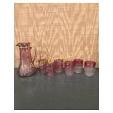ANTIQUE VICTORIAN ERA GLASS PITCHER SET