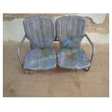 VINTAGE METAL DOUBLE SEAT LAWN BENCH