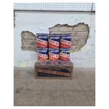N.O.S. WHITE ROCK ANTIFREEZE CANS W/ LIDS AND BOX